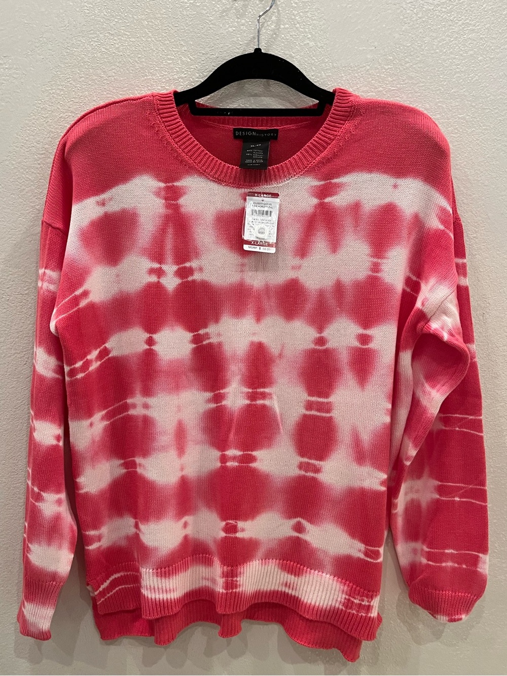 Design History Coral Pink & White Tie-Dye Sweater Size XL NWT
